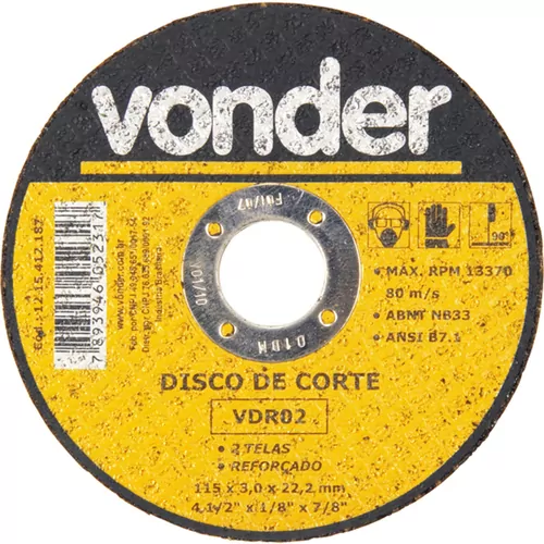 Disco de corte 115 x 3,2 x 22,23 mm