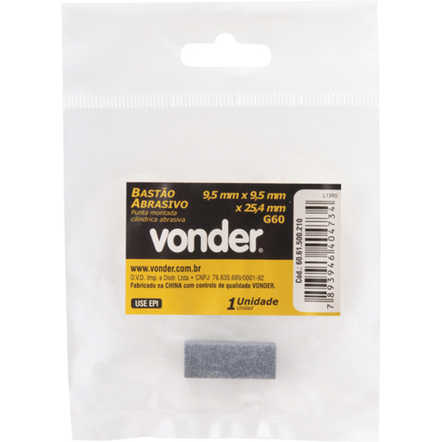 Bast�o abrasivo para microrret�fica 9,5 x 9,5 x 25,4 mm - G60