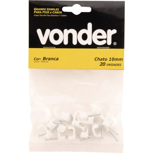 Grampo plstico chato para fios de10 mm cartela com 20 ps