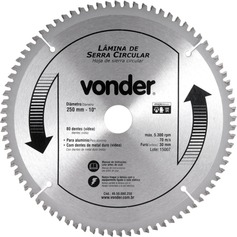 Disco de serra para alumínio 250 x 30 mm 80 dentes Disco de serra para alumínio 250 x 30 mm 80 dentes