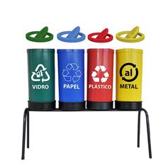 Kit com 4 lixeiras de 23 L para coleta seletiva tampa meia lua