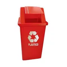 Cesto coletor de lixo 60L com tampa com adesivo - CC61