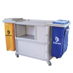 Carro funcional extra 2 bolsas amarela e azul com porta Carro funcional extra 2 bolsas amarela e azul com porta