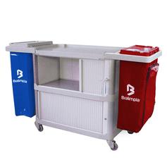 Carro funcional extra 2 bolsas azul e vermelho com porta