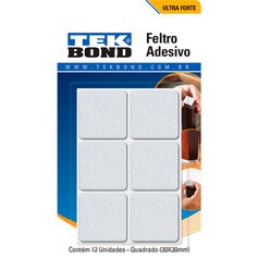 Feltro protetor adesivo quadrado 30 mm branco com 12 unidades Feltro protetor adesivo quadrado 30 mm branco com 12 unidades