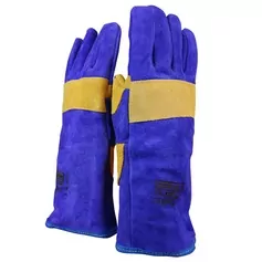 Luva de raspa para solda com reforço 15 cm azul