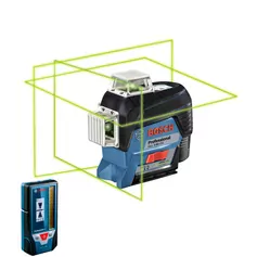 Nível à laser com 3 linhas verdes 360° + receptor alcance 30/120 m GLL 3-80CG