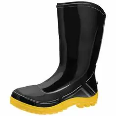 Bota de PVC preta com solado amarelo cano médio sem forro - 110VFLEX PRA
