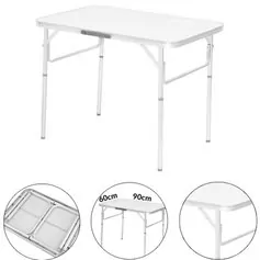 Mesa de alumínio dobrável com tampo de mdf 90 x 60 cm