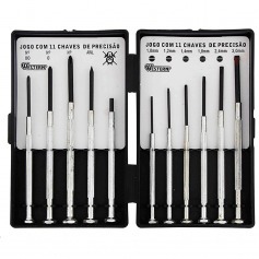 Jogo de chave de preciso fenda/phillips com 11 peas