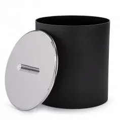 Lixeira plástica preta com tampa inox 5,4L Decorline - 3400/252