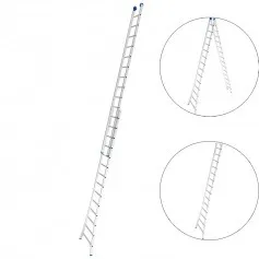 Escada de alumínio extensível 4,14 x 7,01 m 2 x 14 degraus 3 em 1