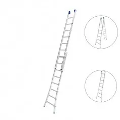 Escada de alumínio extensível 2,46 x 4,21 m 2 x 8 degraus 3 em 1