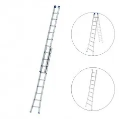 Escada de alumínio extensível 2,74 x 4,5 m 2 x 9 degraus 3 em 1