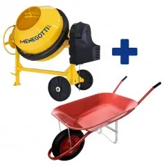 Kit Betoneira 400 litros 2 hp monofásica + Carrinho de mão caçamba metálica 45L