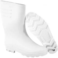 Bota de PVC branca cano médio com forro 