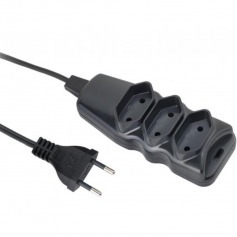 Extensão elétrica 3 metros 3 tomadas 2 x 0,75mm 10A 2P Extensão elétrica 3 metros 3 tomadas 2 x 0,75mm 10A 2P