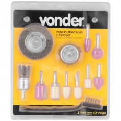 Jogo de pontas montadas e escovas com 12 peas 