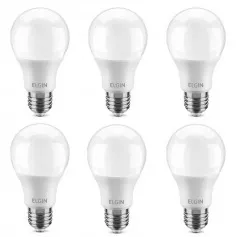 Kit 6 Lâmpadas led bulbo 6W 540 lúmens branca fria - A55