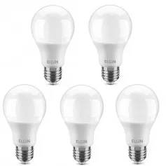 Kit 5 Lâmpadas led bulbo 9W 810 lúmens branca morna - A60