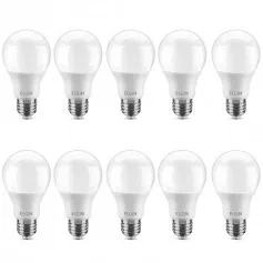 Kit 10 Lâmpadas led bulbo 9W 810 lúmens branca morna - A60