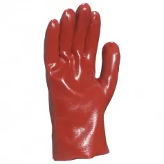 Luva de pvc lisa com forro de algodão 27 cm vermelha GG