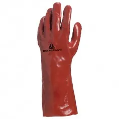 Luva de pvc lisa com forro de algodão 35 cm vermelha GG