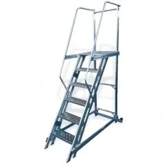 Escada plataforma de alumínio 1.50 m c/ 5 degraus + patamar