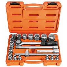 Jogo de soquetes estriados 8 a 32 mm encaixe 1/2 Jogo de soquetes estriados 8 a 32 mm encaixe 1/2