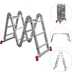 Escada multifuncional de alumínio 4 x 3 com 12 degraus 13 em 1 - ESC0292