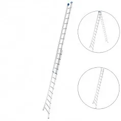 Escada de alumínio extensível 3,86 x 6,45 m 2 x 13 degraus 3 em 1