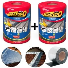 Kit 2 Fitas asfáltica auto adesiva aluminizada multiuso 20 cm x 10 m - VEDATUDO