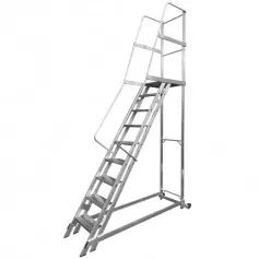 Escada plataforma de alumínio 2.25 m c/ 8 degraus + patamar