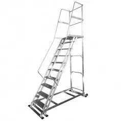 Escada plataforma de alumínio 2.50 m c/ 9 degraus + patamar 