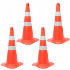 Kit 4 Cones para sinalizao 50 cm com 2 faixas - RM-43