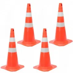 Kit 4 Cones para sinalização 50 cm com 2 faixas - RM-43