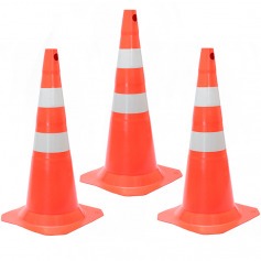 Kit 3 Cones para sinalizao 75 cm com 2 faixas - RM-41