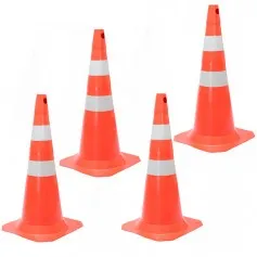 Kit 4 Cones para sinalização 75 cm com 2 faixas - RM-41