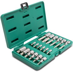 Jogo de soquete e bits multidentado encaixe 1/4 Jogo de soquete e bits multidentado encaixe 1/4
