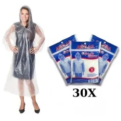 Kit 30 Capas de chuva descartáveis transparentes