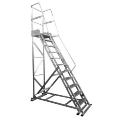 Escada plataforma de alumínio 2.75 m c/ 10 degraus + patamar 