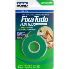 Fita dupla face acrílica 12 mm x 2 m uso interno - Fixa Tudo