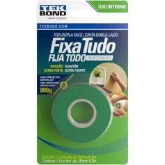 Fita dupla face acrílica 19 mm x 2 m uso interno - Fixa Tudo