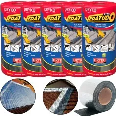 Kit 5 Fitas asfáltica auto adesiva aluminizada multiuso 30 cm x 10 m - Vedatudo