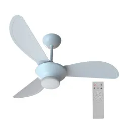 Ventilador de teto Led 3 pás Inverter com controle remoto branco - Mistral