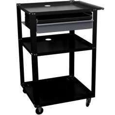 Rack móvel aberto para computador com gaveta - Dark Rack móvel aberto para computador com gaveta - Dark