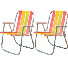 Kit 2 Cadeiras de praia varanda alta em alumínio - CAD0047