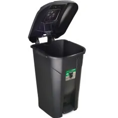 Lixeira plástica 120 litros com roda pedal e tampa click
