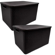 Kit 2 Caixas organizadoras com tampa 7 litros - Rattan