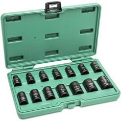 Jogo de soquetes de impacto 10 a 24 mm encaixe de 1/2
